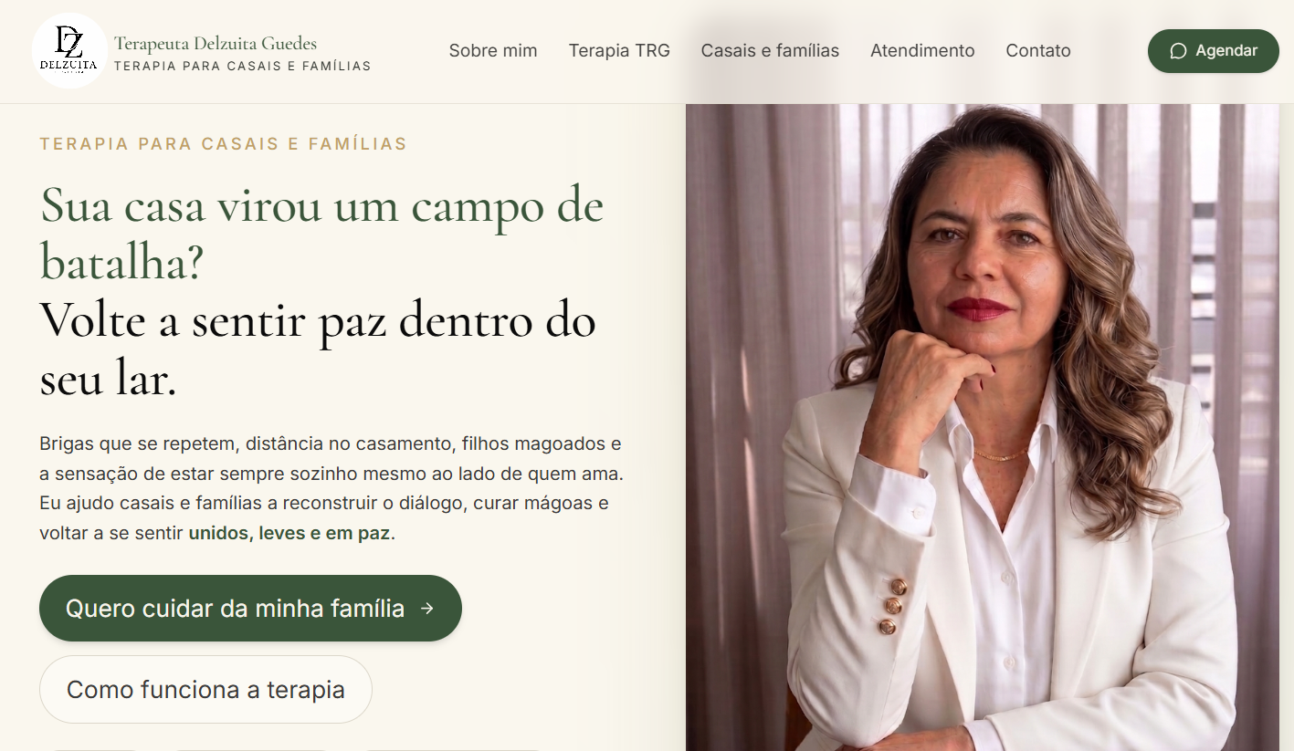 Landing page estratégica desenvolvida para Delzuita Guedes